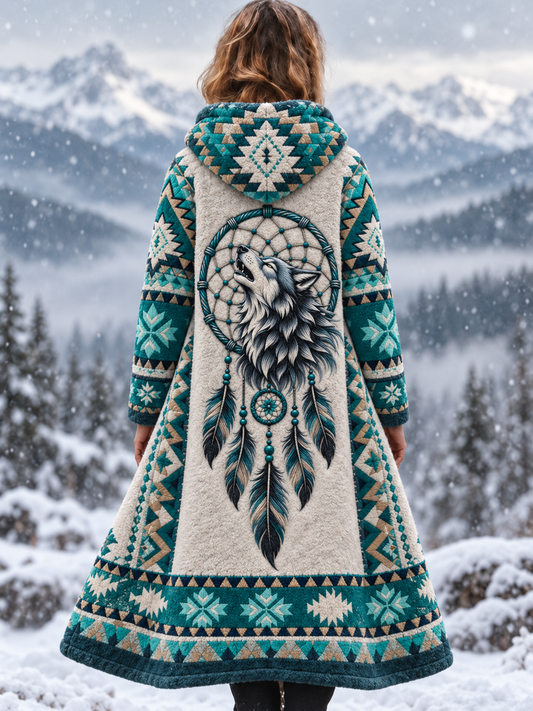 Naisten Vintage Viking eläin Aztec tyyli Flannel takki