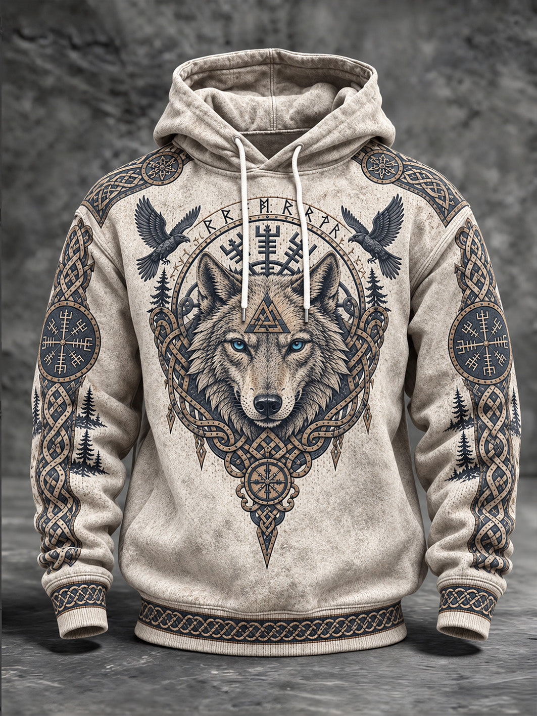 Miesten Retro Viking-tyylinen Wolf Head kuvio