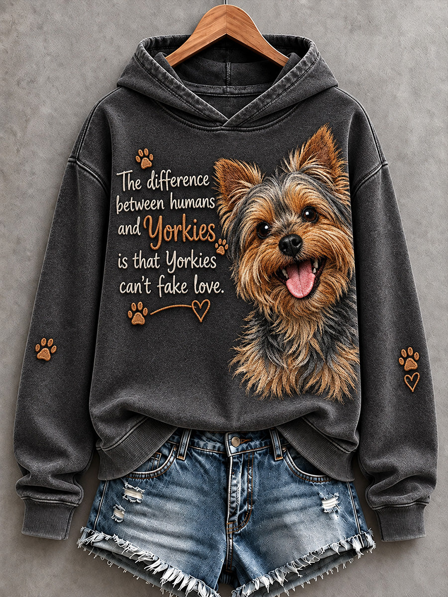 Naisten Yorkies ei voi väärentää rakkautta söpö koira tulosta mukava huppari
