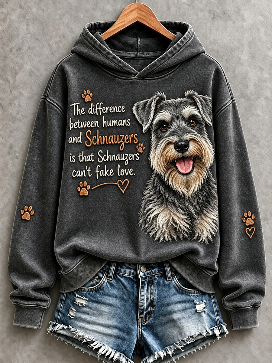 Naisten Schnauzers ei voi väärentää rakkautta söpö koira tulosta mukava huppari