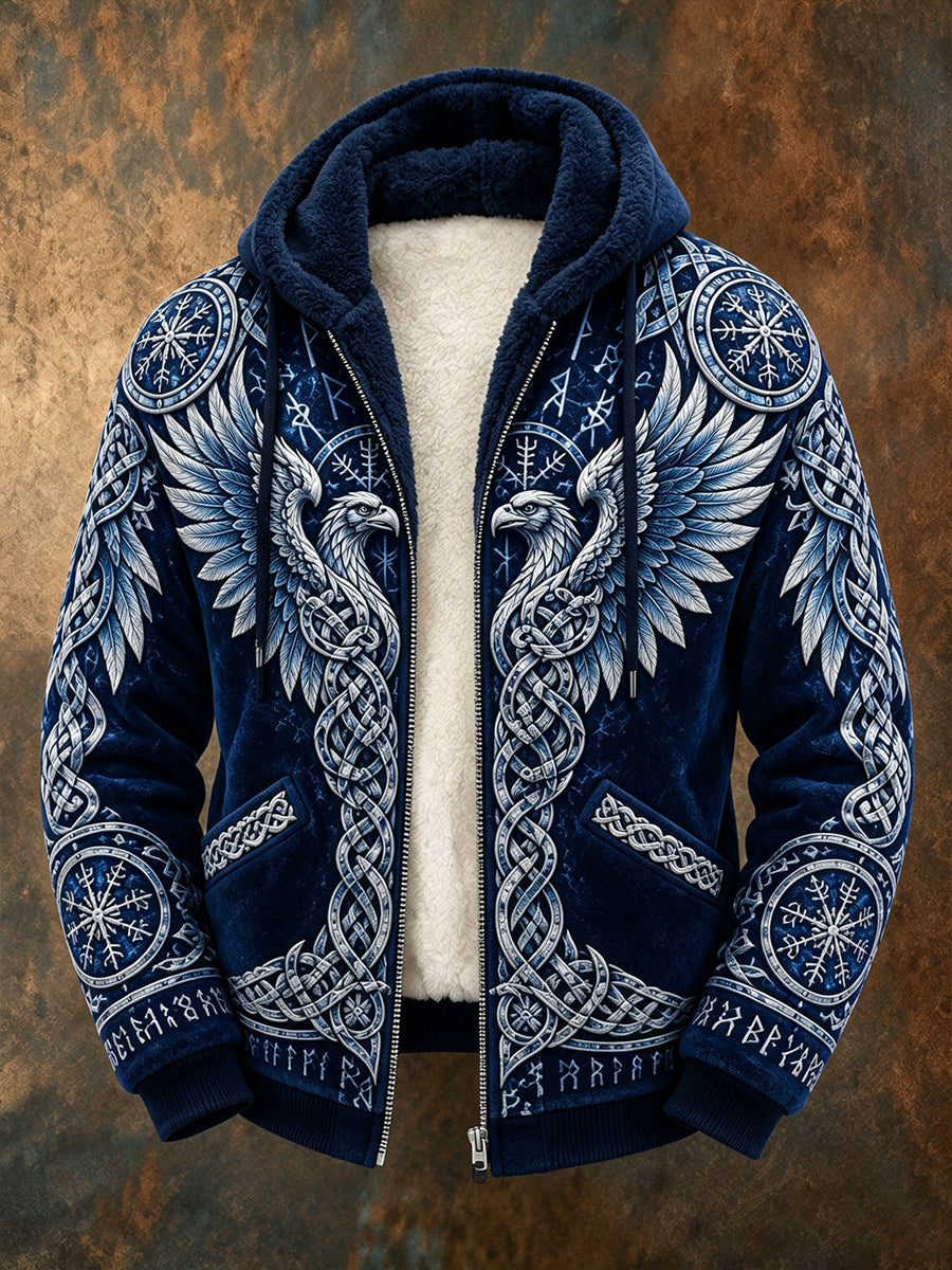 Miesten Viikinki-tyylinen Flannel Zip-Up Hoodie.