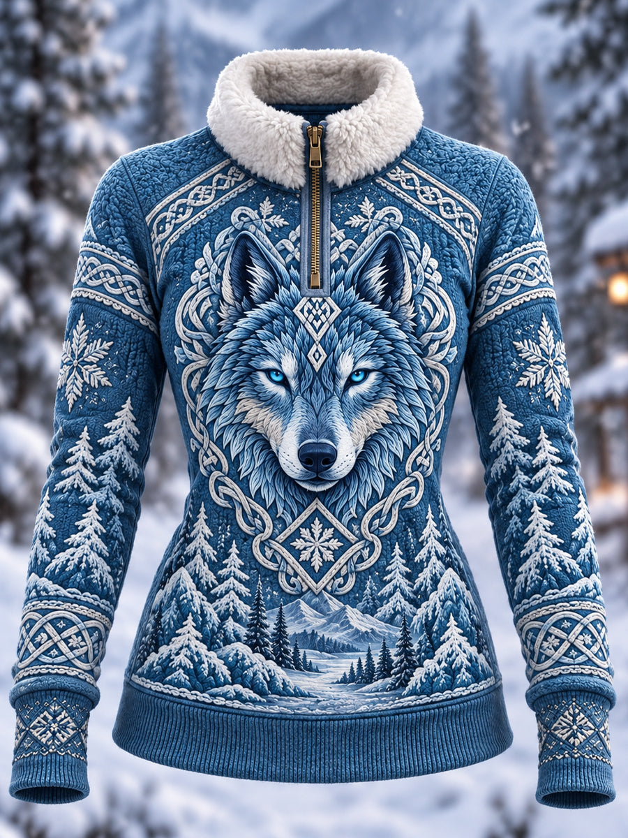Naisten Viking tyyli Fleece-Lined Zipper Sweatshirt