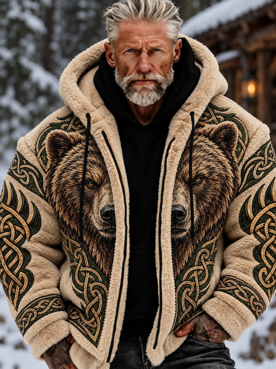 Miesten Vintage Nordic Viking Skandinavian tyyli Graafinen tulosta Casual Flannel Taki