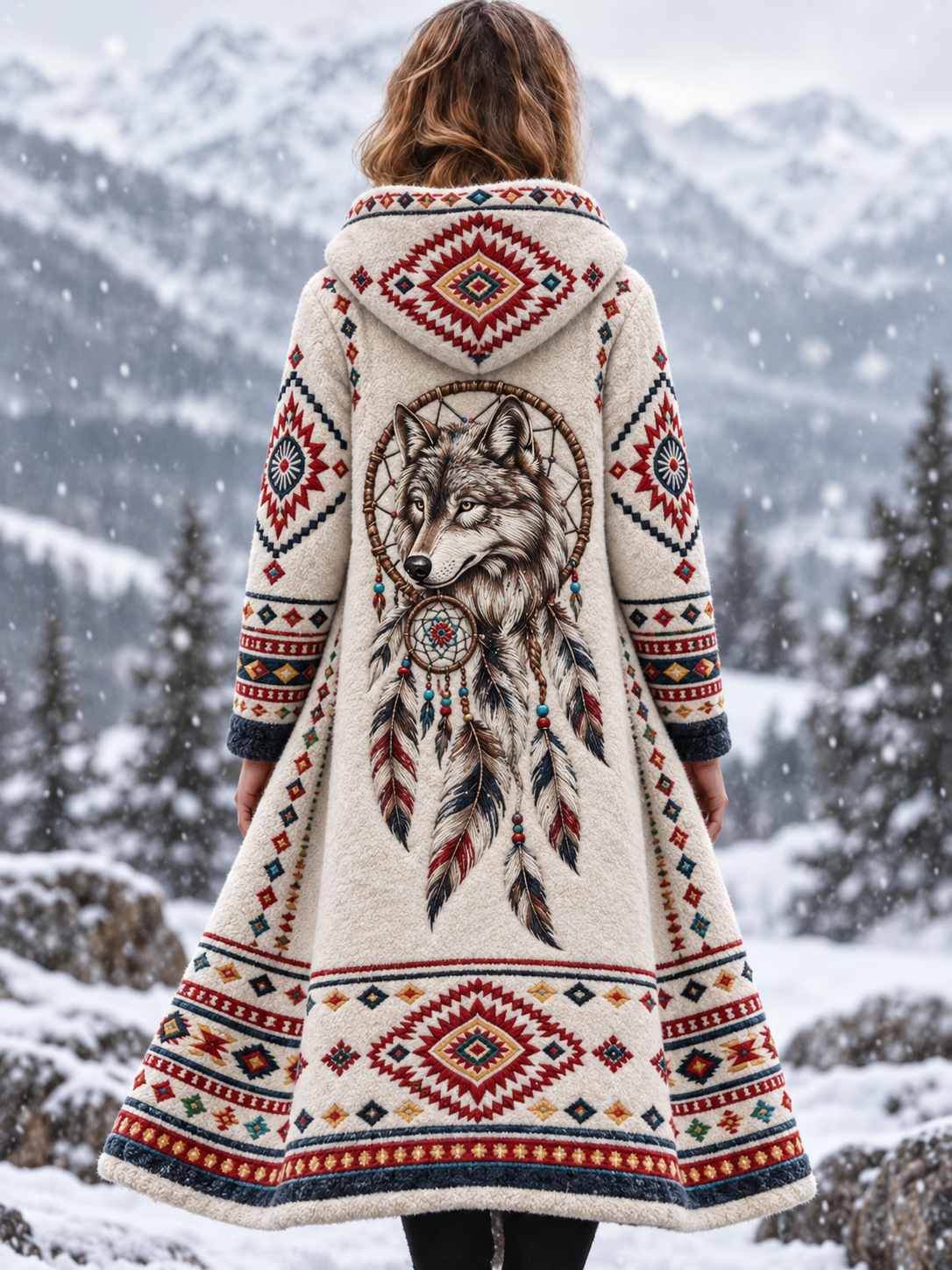 Naisten vintage viikinkieläin-azteekkityylinen flanellitakki