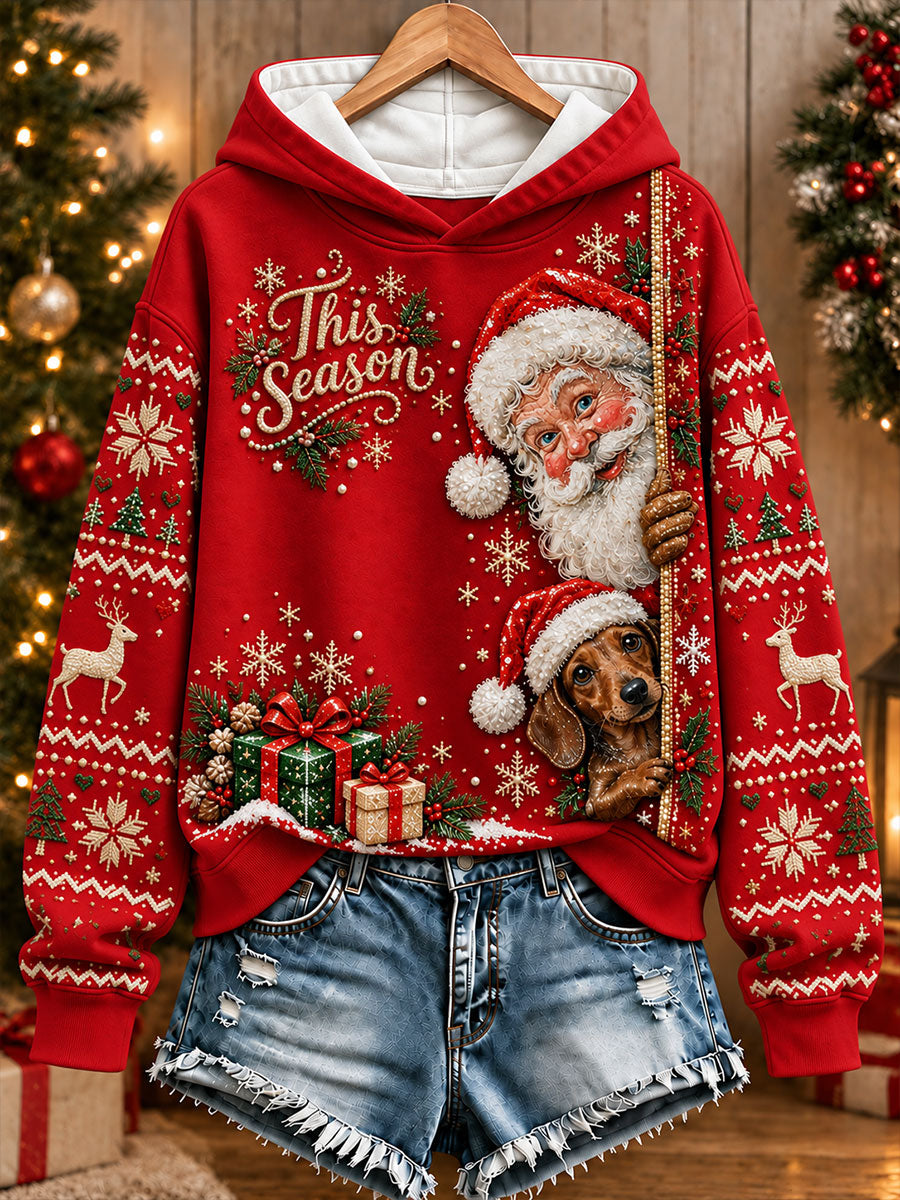 Naisten Joulupukki ja koira joulu Print Sweatshirt