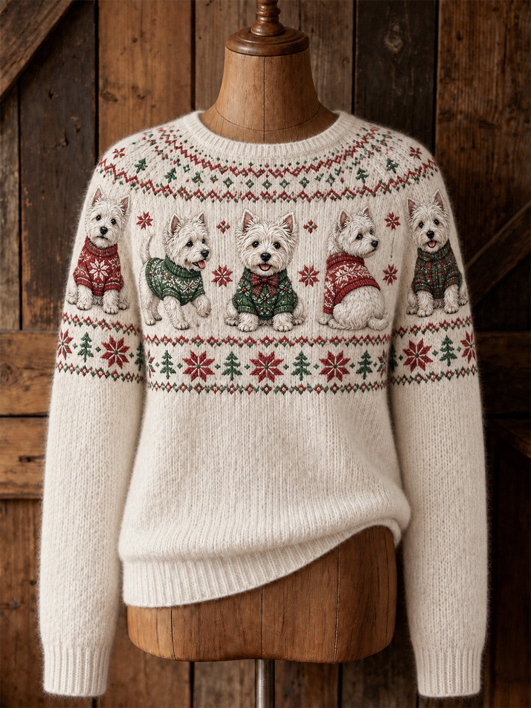 Naisten joulu Länsi Highland Pattern Casual miehistö kaula villapaiden