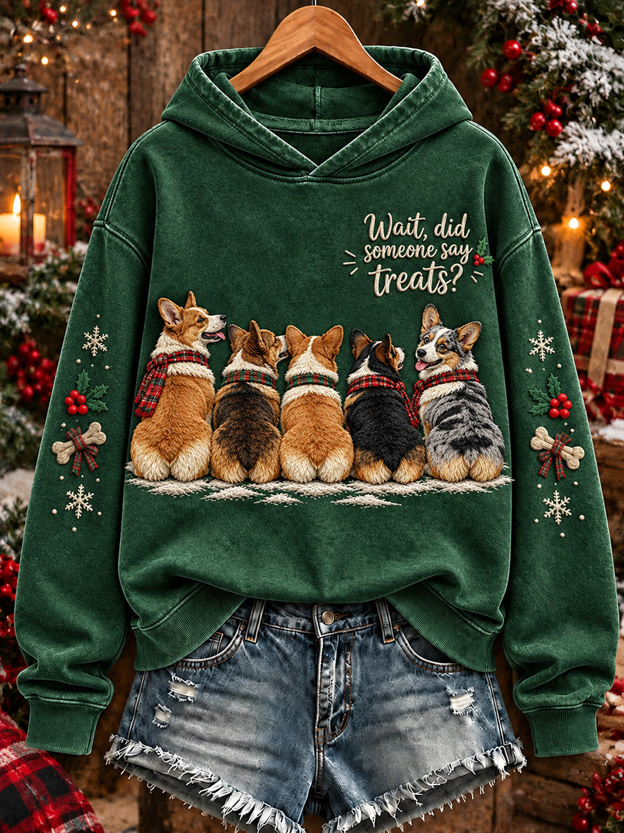 Naisten odottaminen sanoi, että joku hoitaa joulun Corgis Print Huppari
