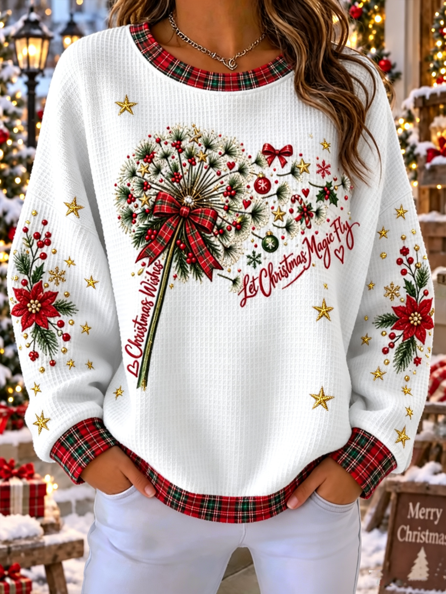 Naisten joulu Painettu vohveli Sweatshirt