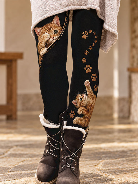 Naisten putoaminen / Viihty söpö eläimet Puput Art Painettu Leggings