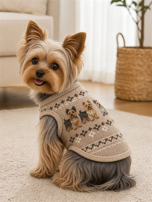 Vintage Yorkie Koirat Isle Kuvio Tulosta Lemmikki Hihattoman Liivin