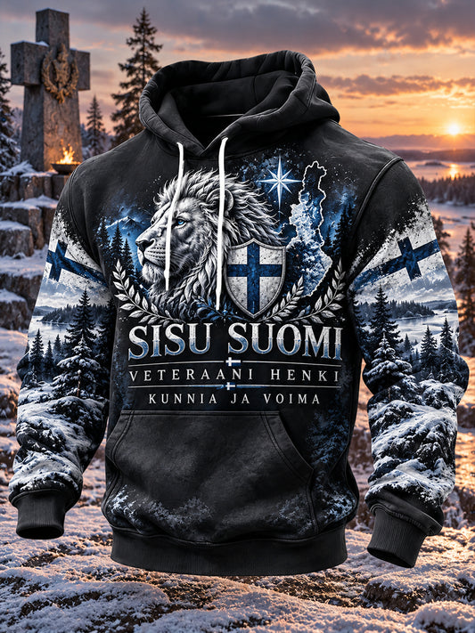 Miesten veteraani Sisu Graafinen tulostus huppari