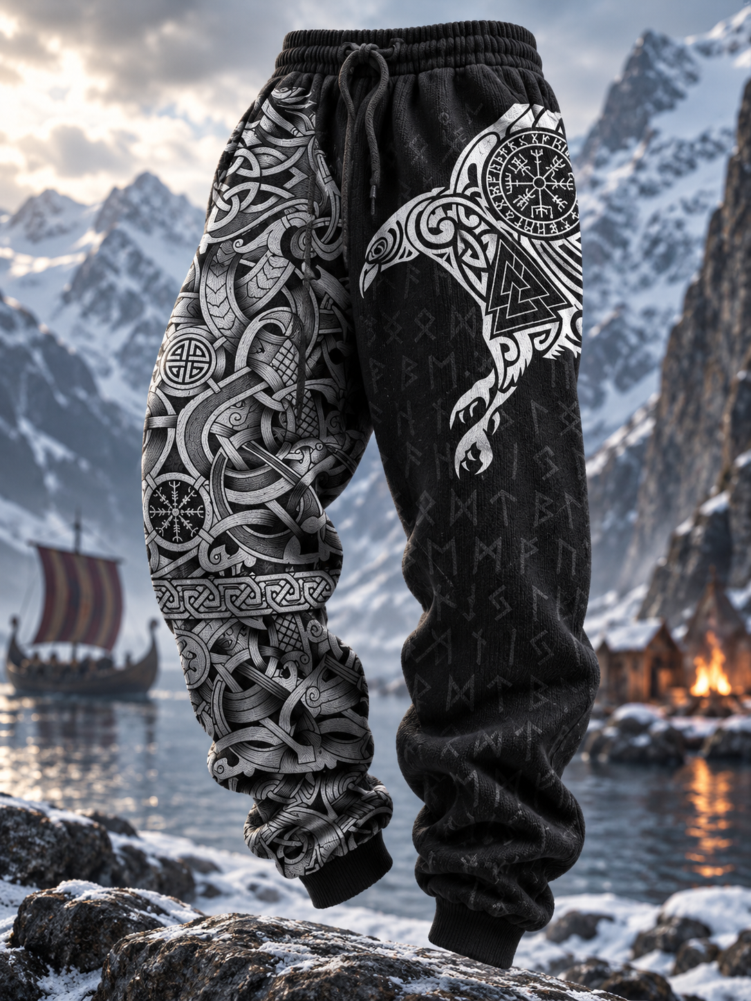 Miesten Retro Viking Valknut housut
