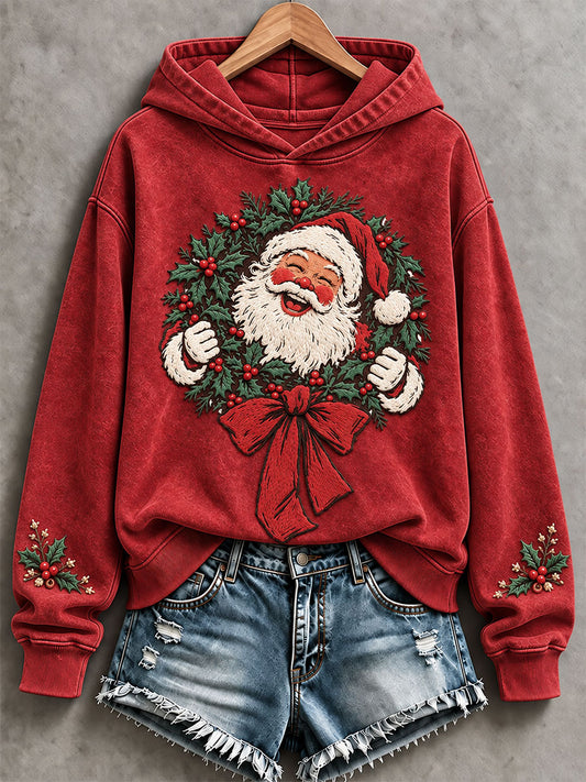 Naisten Vintage Santa Claus Christmas Tulosta säännöllinen Sweatshirt