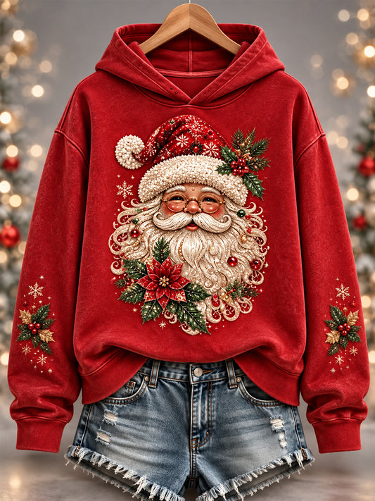 Naisten joulu Joulupukki Print Casual Hoodie Print