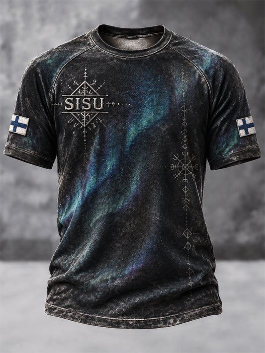 Miesten Retro Suomalainen SISU Henki Casual T-paia