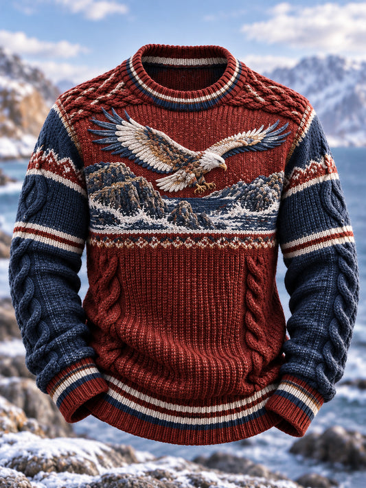 Retro Nordic valkohäntäinen Merikotka Taiteellinen Sweatshirti