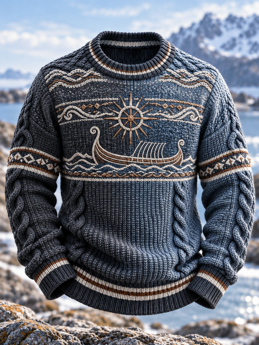 Retro Pohjoismainen viikingialus Taide Pullover