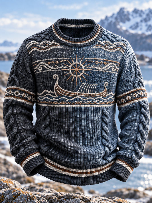 Retro Pohjoismainen viikingialus Taide Pullover
