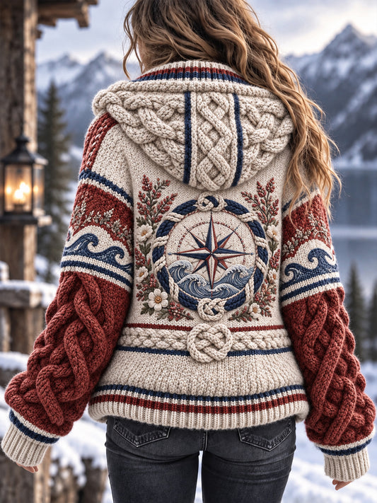 Naisten Retro Pohjoismainen rannikkokulttuuri Kompassi Hoodies