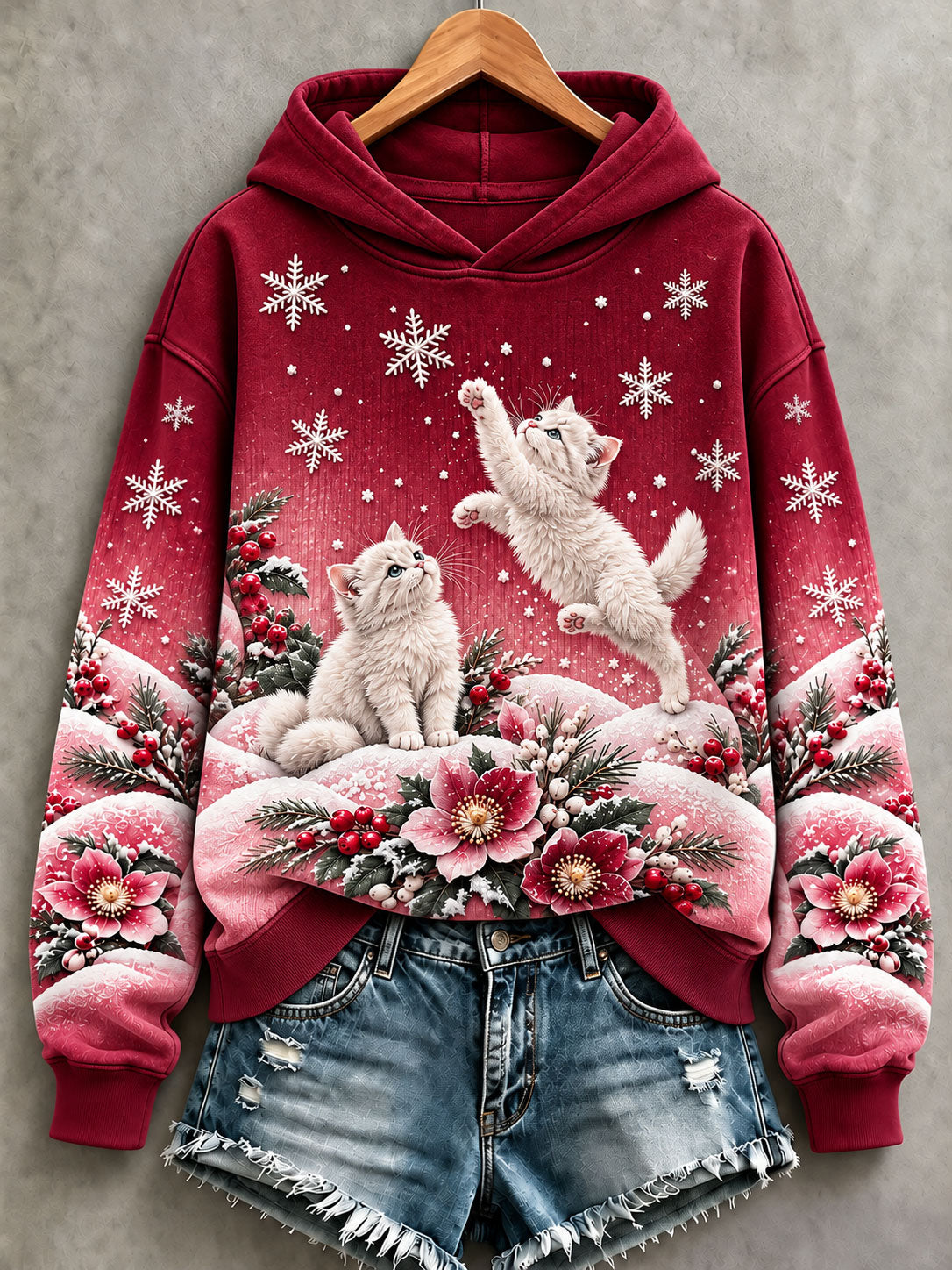 Naisten talvi Hassu Cat Art säännöllinen Sweatshirt