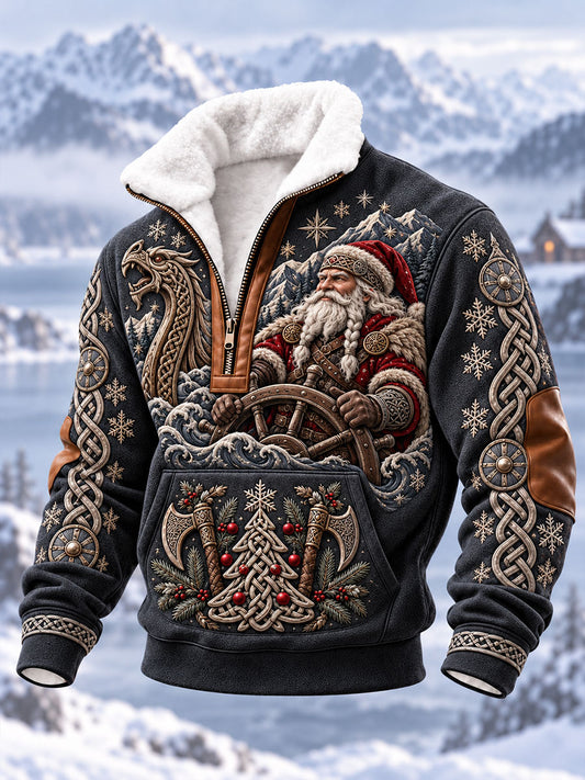 Miesten Viking Joulupukki Zip-Up Sweatshirts