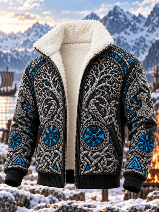 Miesten Wolf Valknut Norse sherpa takki
