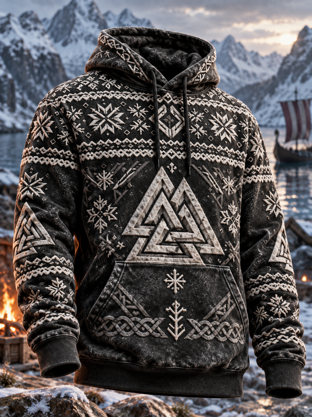 Miesten Norse Rune Nordic ylimääräinen huppari