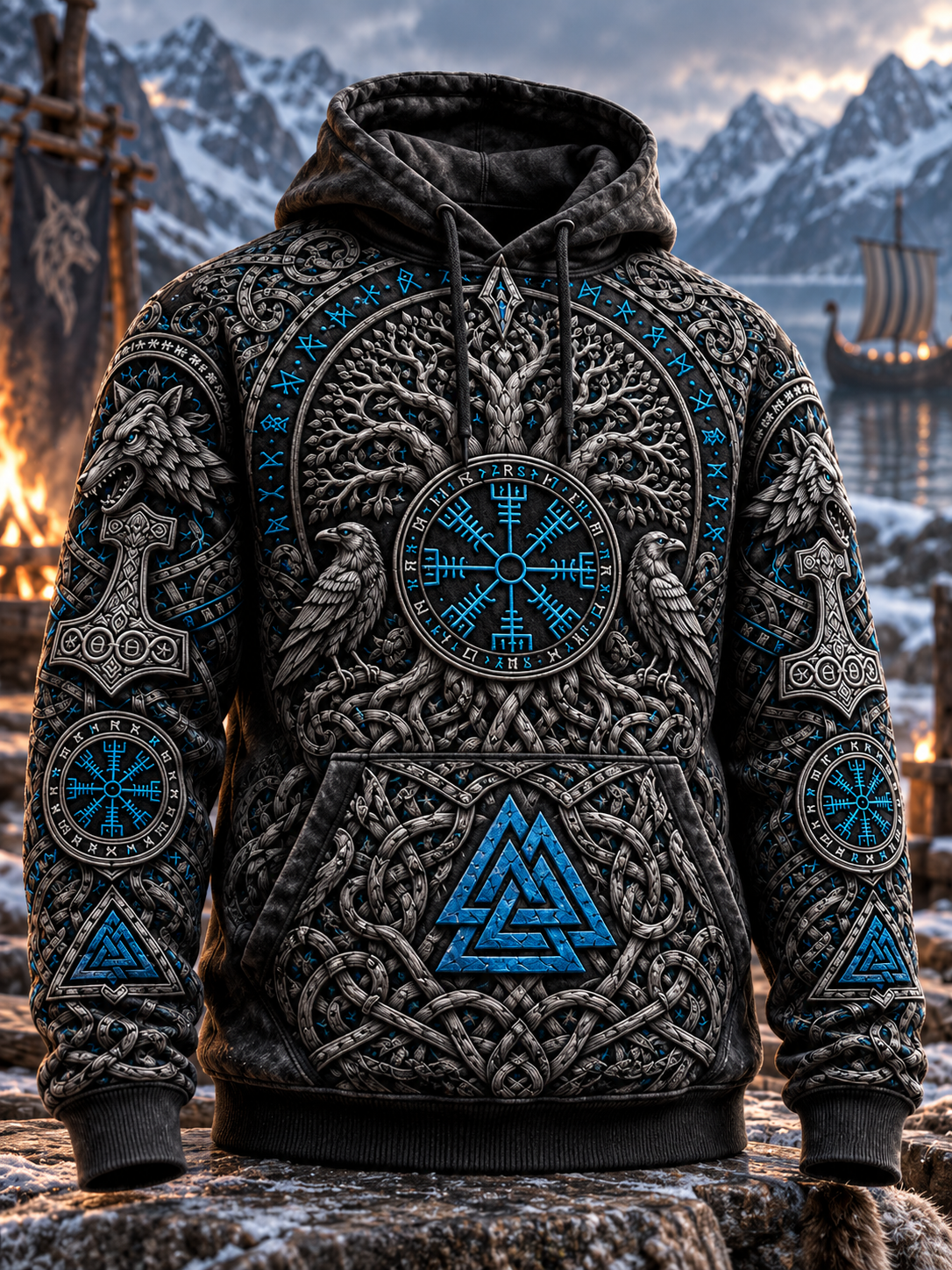 Miesten Wolf Valknut Norse Sweatshirt