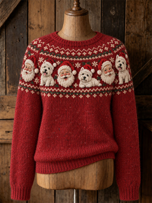 Naisten Vintage Christmas Joulupukki & West Highland Valkoinen Terrierikoirat