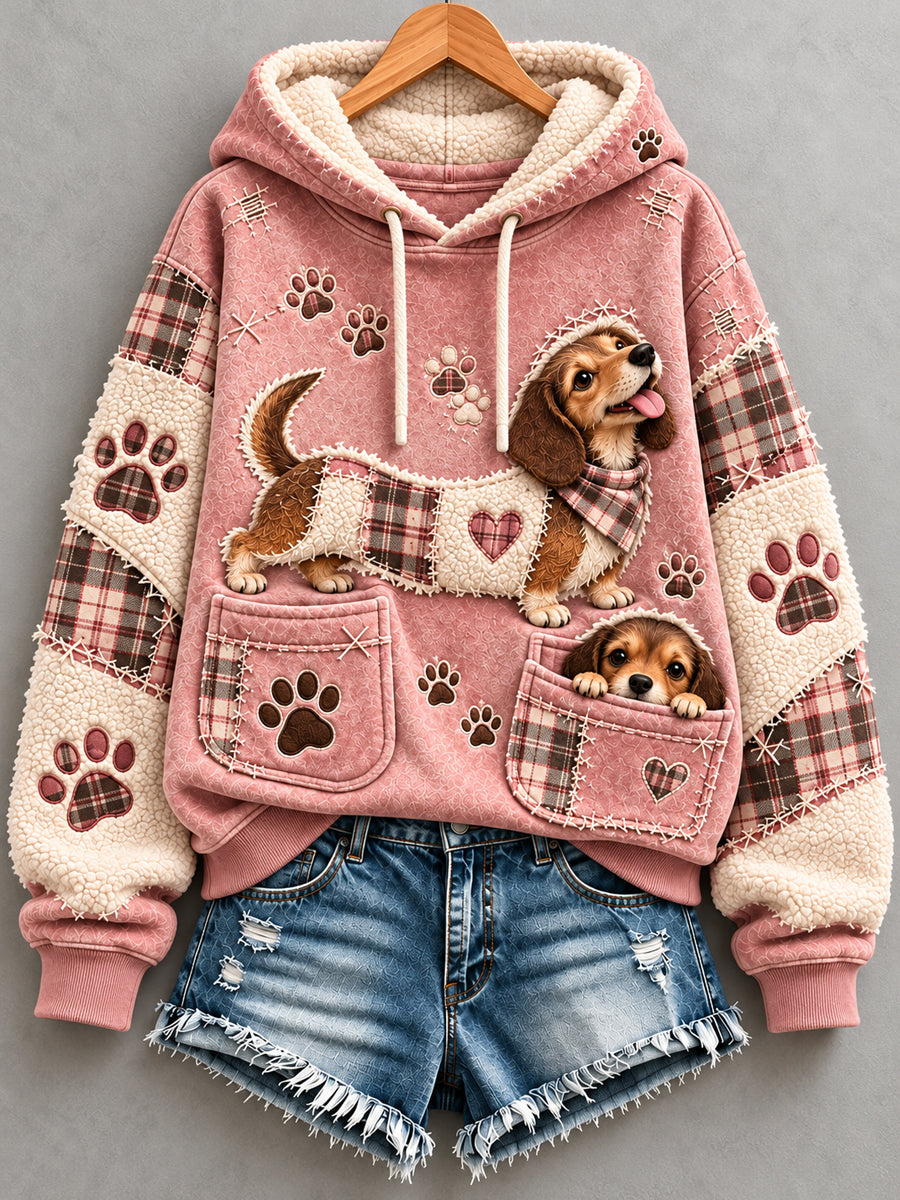 Naisten hauska eläin Flannel Hoodie Flannel
