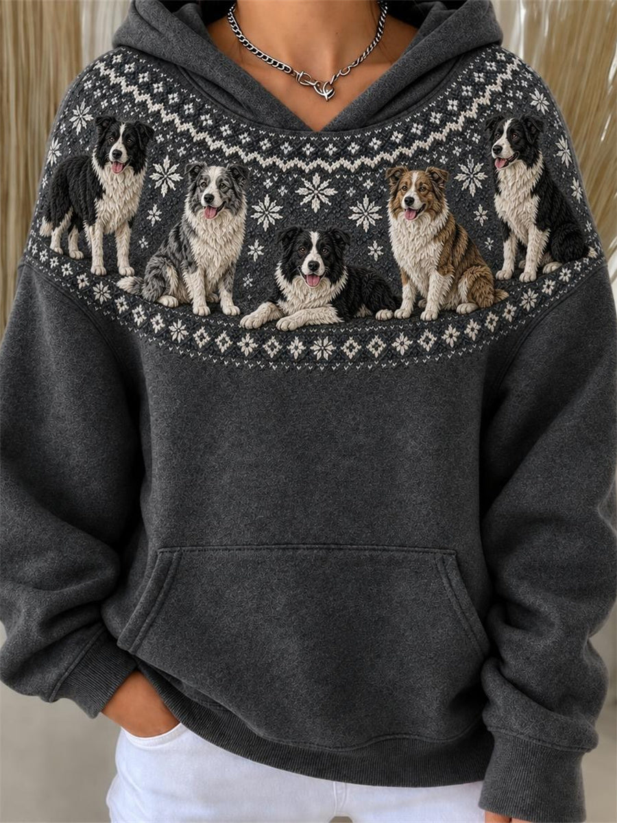 Naisten Vintage Border Collie koirat Yoke Isle kuvio