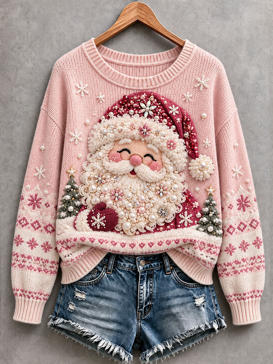 Naisten vaaleanpunainen Santa Cozy neuletaro