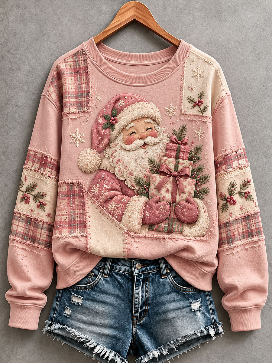 Naisten vaaleanpunainen Santa Sweatshirt