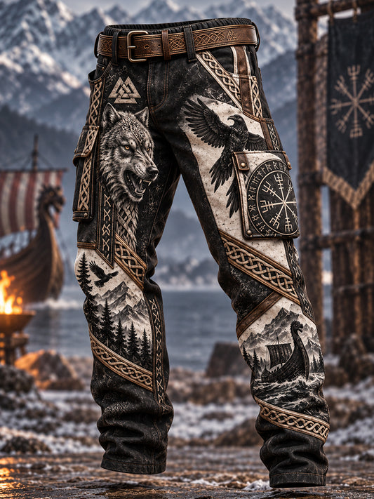 Miesten Viking Art Casual Work housut