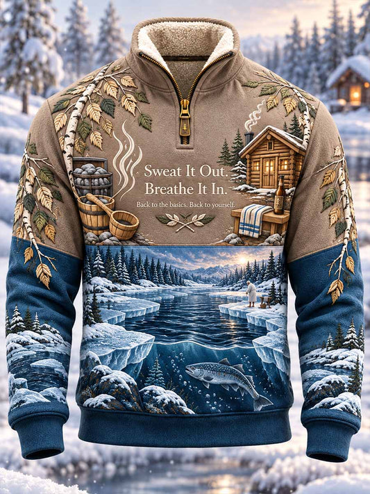 Miesten pohjoismainen sauna Perinteinen Slogan Tulosta Sweatshirt