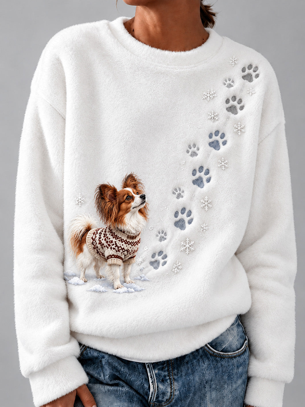 Naisten talvi Papillon kuvio syytä Flannel Sweatshirt
