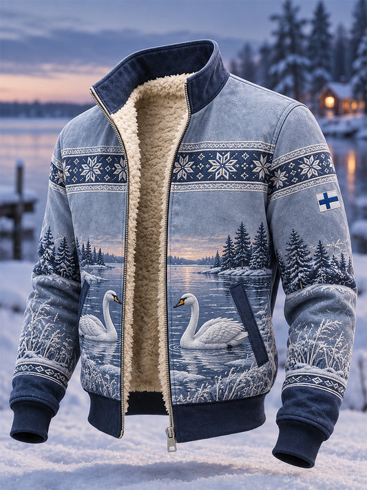 Miesten Retro Suomen itsenäisyysPäivä Komposiitti Fleece Takki