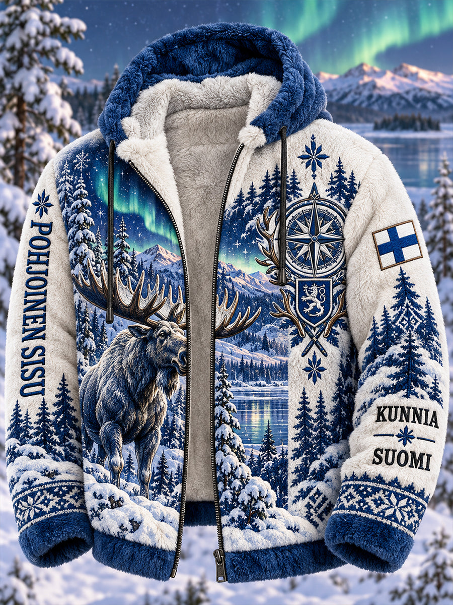 Miesten "Veteran Sisu" Metsästys-teema Flannel hupputakki