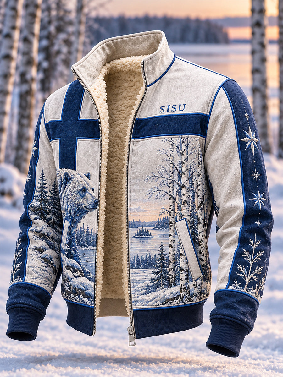 Miesten Retro Suomen itsenäisyyspäivä Komposite Fleece Takki