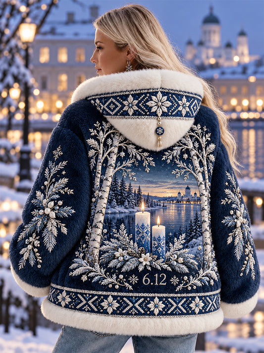 Naisten Retro Suomen itsenäisyyspäivä Flannel takki