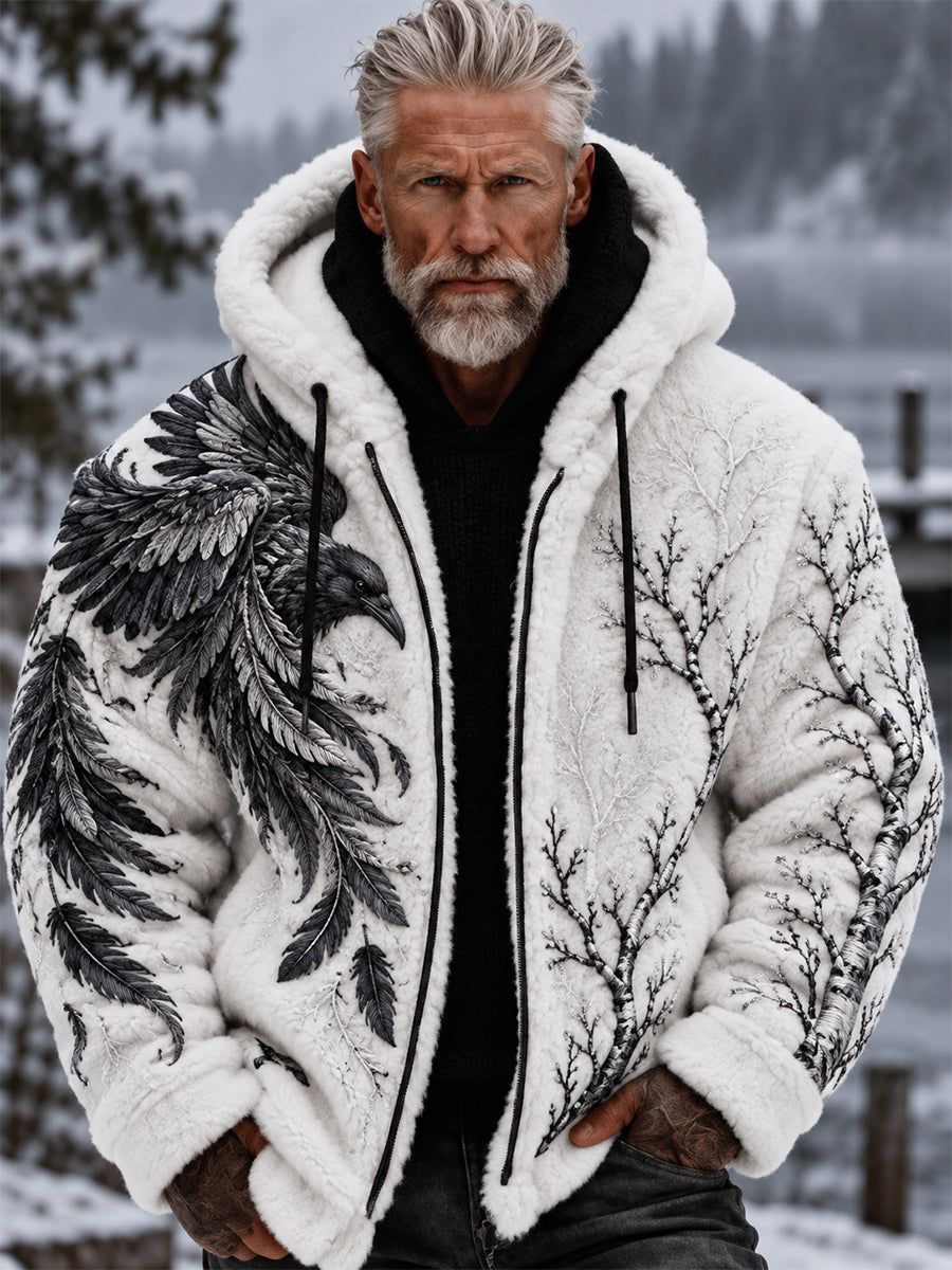 Miesten Retro Nordic Viking Eläin tulostus Flannel Takki