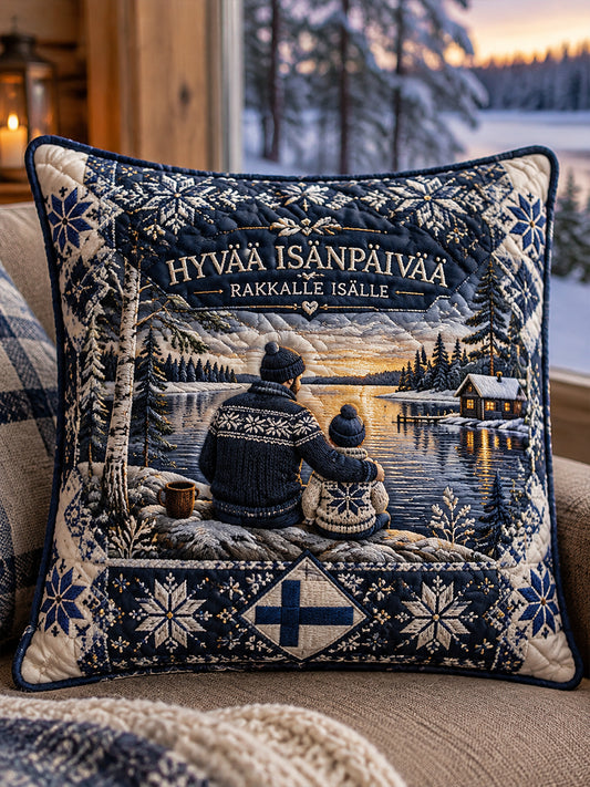 Isänpäivää juhlistava painettu koristetyyny