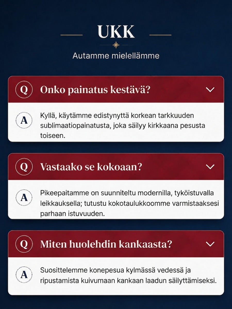 Miesten Suomen arktinen poro -elementti muistotaidepainatuksella varustettu poolopaita